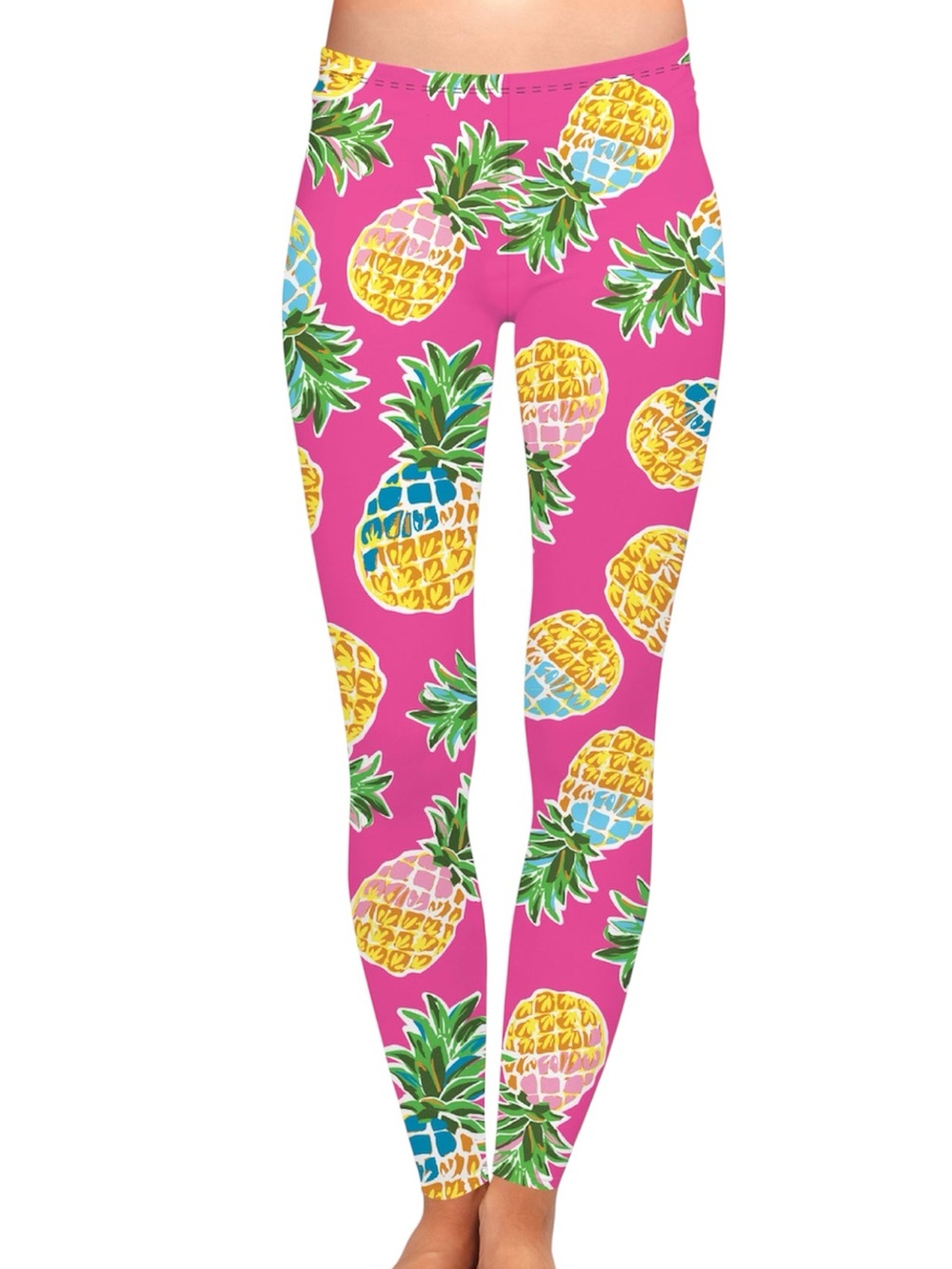 Two Left Feet Hot Pink Pineapple Tropical Leggings